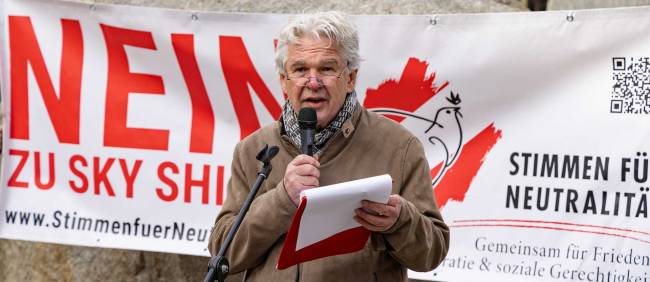 Heini Staudinger bei der letzten Kundgebung am 15.02.2025