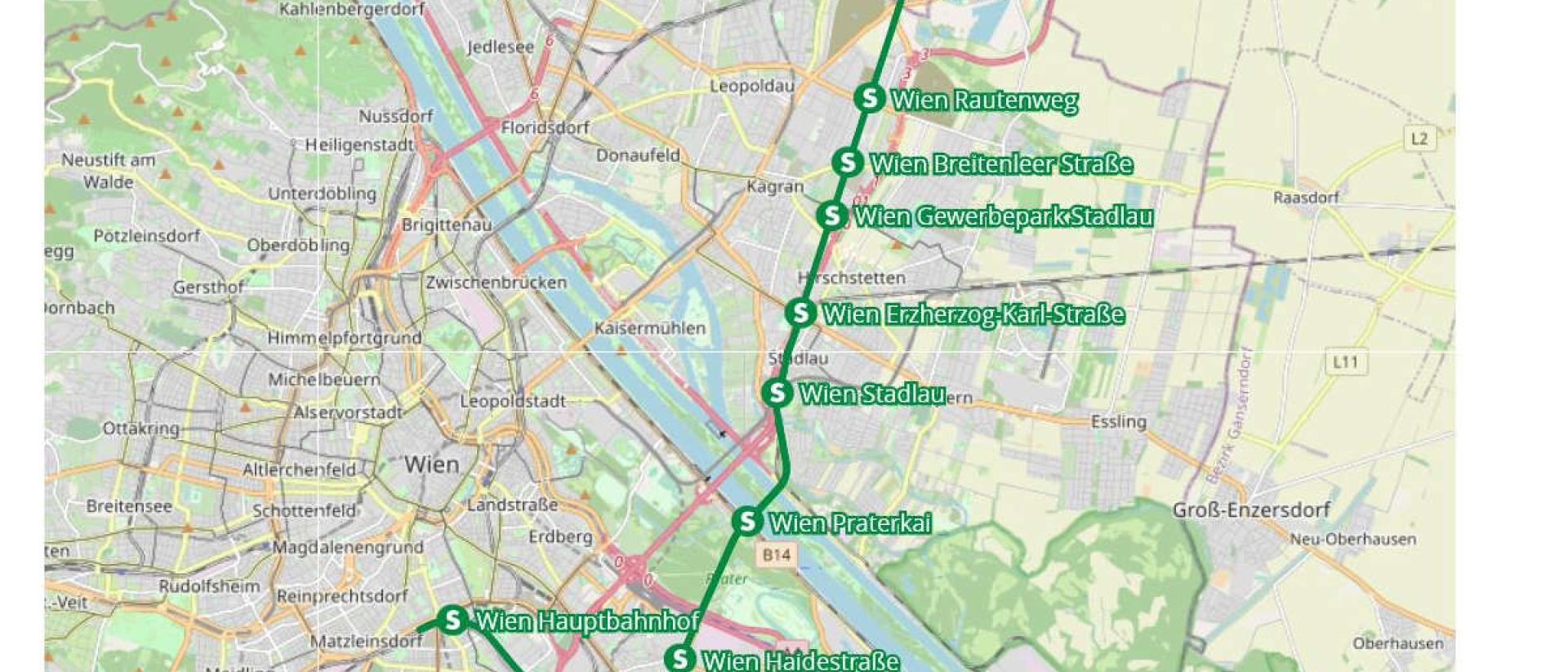 Vorschlag für eine neue S-Bahnlinie auf bestehenden, teilweise ungenutzeten Gleisanlagen durch die Donaustadt