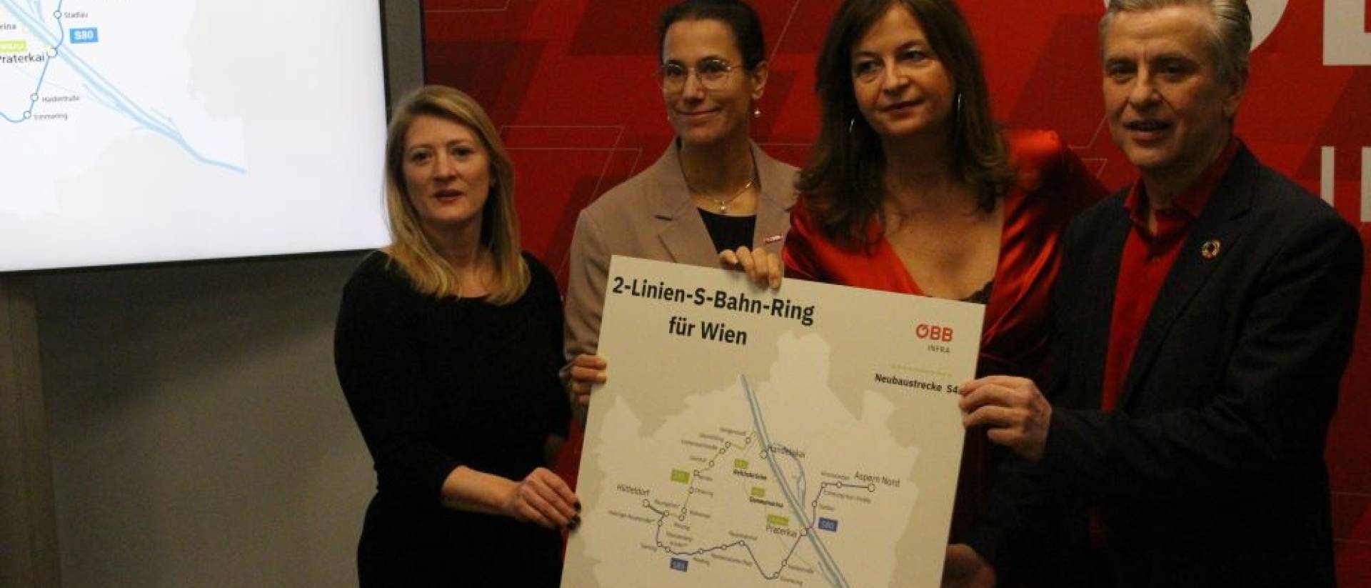 ÖBB-Infrastruktur-Vorständin Judith Engel, Neos-Klubchefin Bettina Emmerling, Verkehrs- und Planungsstadträtin Ulli Sima, SPÖ-Klubchef Josef Taucher