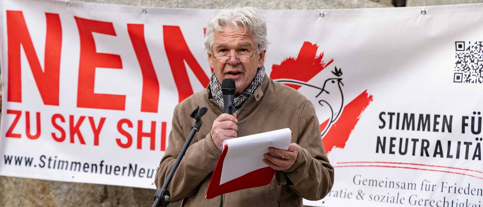 Heini Staudinger bei der letzten Kundgebung am 15.02.2025